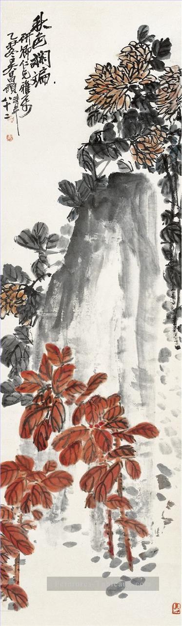 Wu cangle chrysanthème et la pierre ancienne Chine à l’encre Peintures à l'huile